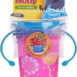 Nuby 360° Wonder Cup Printed with Handle 240ml (Pink)-picture-15
