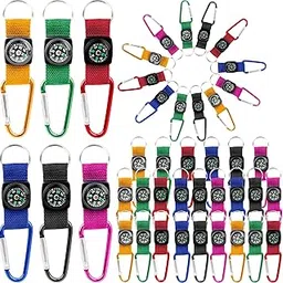 42 Pcs Mini Compass Keychain Bulk Colorful Metal Compass Carabiner Belt Clips for Kids School Prize Toys Outdoor Adventure Explorer Party Camping Theme Birthday Party Favors, 6 Colors-picture-20