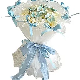 ARTISOUL™ Bridal Bouquet Lifelike Elegant Decoration for Bride Valentine's Day Wedding Blue | Floral Dacor | Home Dacor-picture-25