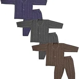 tiny tooth Thermal Top and Pyjama Set - Front Open Button, Full Sleeves, Winter Wear Suit for Infants, Baby Girls, Baby Boys (Pack of 3 Combo Set)-picture-23