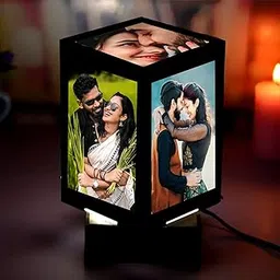 Personalized Revolving Led Rotating Night Lamp Photo Frame Birthday Gifts (Size 4x6 Inch),Plastic, Tabletop,Black-picture-64