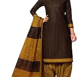jevi prints Women's Cotton Printed Straight Stitched Salwar Suit Set (SUIT_AP-4801_Brown) image 1