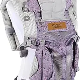 Kradyl Kroft Adjustable Baby Carrier for 4 to 24 Months Baby with 4 Carry Positions | Handsfree Carrier | Waist & Back Support | Soft Padding and Buckle Support (Mauve Flora)-picture-31