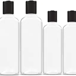 HUNCHA 200ml + 100ml Squeeze Bottles with Flip Top Cap, Empty BPA-Free Refillable Container For Shampoo, Lotions, Liquid Soap, Creams, Liquid Cosmetic Travel Size Transparent Bottle, Set of 6-image-10