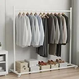 Simplifi Nest Premium Metal Clothing Rack with Wheels | Heavy Duty 40kg Load Garment Rack Organizer |Rolling Clothes Hanger Stand with Storage Base for Clothes, Shoes & Bags | Minimalist Modern Design-picture-32