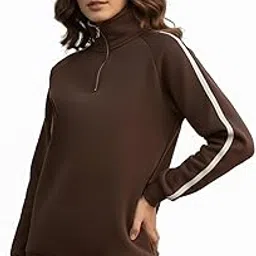 kanzul -fashion passion Women’s Polycotton Fleece Plain Quarter-Zip Hooded Winter Sweatshirt | | Women's Regular Fit Full Sleeves Hooded Sweatshirt-picture-12