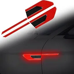 Allure Auto® Car Side High Intensity Reflective Bumper Fender Safety Warning Sticker Night Visibility(Red) for Mahindra Thar 2020-image-2