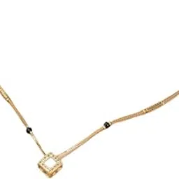 aaiku Micro Gold Polish Mangalsutra and American Diamond AD Pendant Short 18 Inch, Gift for Wedding, Anniversari, Special Occasion for Women-picture-20