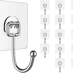 Mshine Heavy Duty Adhesive Wall Hooks – Transparent Reusable Hooks for Kitchen, Bathroom & Home – Waterproof, Oilproof, No-Drill Utility Hooks – Max Load 13 lbs (Pack of 10)-image-59