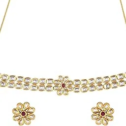 voylla Kundan Elegance Floral Choker Jewellery Set For Women|Womens Jewellery Set|Gift For Women|Womens Gift|Gift For Her|-picture-41
