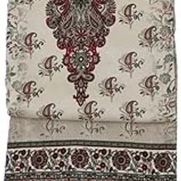 rijak creations Beige & Maroon Unstitched Pashmina Suit Set for Women |Kashmiri Digital Print Kurta with Embroidered Yoke Design | Plasey Floral Print Dupatta and Solid Bottom | Ethnic Dress Material-picture-14