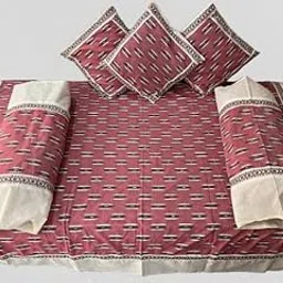 Charanteja Handlooms pochampally ikkat Cotton Diwan Set with 5 Pieces - 1 Single bedsheet with 3 Cushions Covers and 2 Bolster Covers_062-picture-53