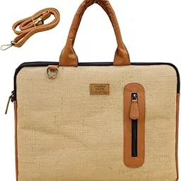 Mantooo Jute Laptop Bag/Conference Bags 15.6 Inches Vegan Leather Sling Style for Men and Women Office Bag (Unisex)-image-42