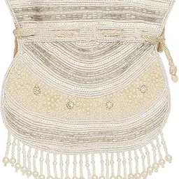 oll oo la la beauty OLL silver potli bag for ladies |traditional indian wristlet | women handbags | ethnic zari fashion Potli bag | wedding potli bag - SILVER COLOR-picture-19