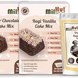 MilHut Jowar Chocolate & Ragi Vanilla Cake Mix Combo – Includes Complimentary 500g Easy-to-Roll Organic Ragi Flour | Naturally Gluten-Free | Healthy & Nutritious Baking-picture-16