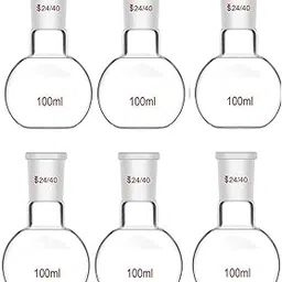 Salco Borosilicate Glass Heavy Wall Single Neck Flat Bottom Boiling Flask with 24/40 Standard Taper Outer Joint - (100 ML, 6)-picture-37