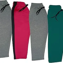 indiweaves Kids Unisex Solid Fleece Warm Track Pants Winter Lower for Boys & Girls (Rama Green; Grey; Magenta; Grey; 6-7 Years) Pack of 4-picture-26