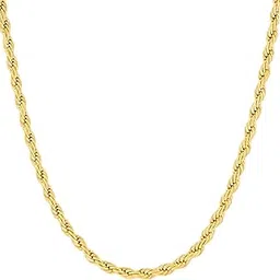 lifetime jewelry 24k Real Gold Plated 3mm Gold Rope Chain for Men & Women Diamond Cut Gold Chain Necklace Women & Necklace for Men 14 to 36 Inch-picture-19
