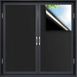 WOO Home Privacy Blackout Window Film (12" X 36") - No-Glue Static PVC Window Films Glass Sticker Heat Control Anti UV Protective Cover Over 90% Shading for Home | Office (1 X 3 SQFT)-image-12