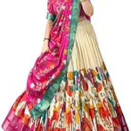 krishuethnics Animal Kalamkari Print Tussar Silk Lehenga Choli Set-picture-28