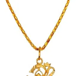 Religious Jewelry Om Shree Ganesh Gold Brass,Zinc Metal 01 Necklace Pendant for Men and Women-image-85