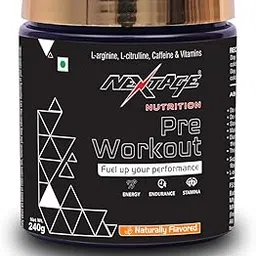 Nextage Nutrition Pre-Workout Supplement – L-Arginine, L-Citrulline, BCAA, Caffeine & Vitamins | Energy, Stamina & Endurance Booster | 240g | Naturally Flavored-image-55
