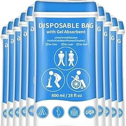 Jukkre Odor-Free Disposable Pee Bags 800ml – Leak-Proof Portable Urinal Bags with Gel for Adults, Kids, Women, Men – Perfect for Car Travel, Camping & Emergency Use Pack of 10 image 1