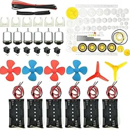 REES52 6 set Rectangular Mini Electric 1.5-3V 24000RPM DC Motor with 84 Pcs Plastic Gears,Electronic wire, 2 x AA Battery Holder,Boat Rocker Switch,Shaft Propeller for DIY Science Projects-picture-11