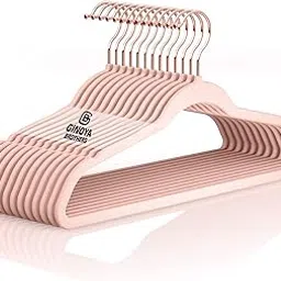 ginoya brothers Velvet Velvet Hangers,Non Slip Notched with Rose Gold Hook Coat/Suit Hangers,Space Saving 360 Degree Swivel Hook (Peach, 10 Pieces),Velvet-picture-21