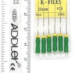 ADDLER Strength Dental Stainless Steel K File 25 mm Root Canal Files Size 35 (Pack of 6)-picture-26