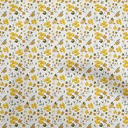 oneOone Cotton Cambric White Fabric Floral Craft Projects Decor Fabric Printed by The Yard 42 Inch Wide-picture-20