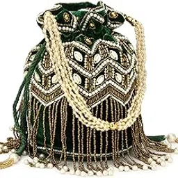 Designer Potli Bags for Ladies for Wedding Parties Mirror Embellished Embroidered Bag for Women-image-25