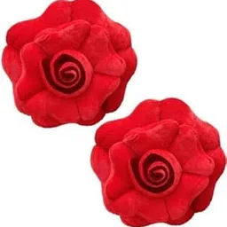 Krishna Handloom Presents Pack of-2 Velvet 3D Colorful Rose Flower/Throw Pillow/Office Sofa Back Cushion/Valentine Gift Size 14 * 14 cm (Red)-image-9