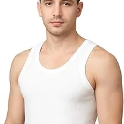 Men's White Cotton Tank Top Undershirt, Sleeveless-picture-33