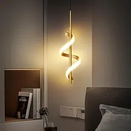 Glowave™ Royal LED 1 Spiral Shape Classic Gold Finish Acrylic Bedside Pendant Hanging Light Ceiling Lamp Light Fixture - Warm White-picture-33