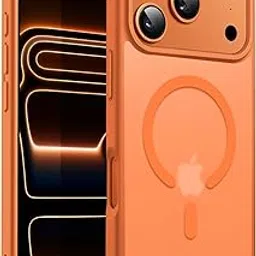 Elzzi Magnetic Case Compatible with iPhone 17 Pro Max Case (Compatible with with MagSafe)(Military Grade Drop Protection) Translucent Matte Shockproof with Anti-Fingerprint,Cosmis Orange image 1