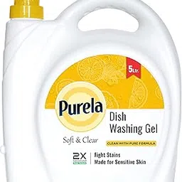 Purela Dishwasher Liquid Gel 5L | Dishwash Gel that Removes Tough Grease, Leaves No Residue, Baby & Pet Utensil Cleaner Liquid 5L (Lemon)-image-96