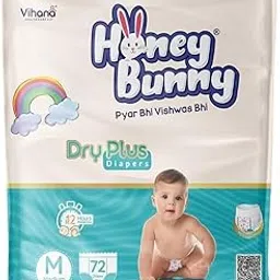 Honey Bunny Dry Plus Baby Diapers, M Size, 72 Count, 12 Hour Protection-picture-31