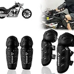 Auto Pearl Motorcycle Knee Shin Guards Elbow Pads, 4 in 1 Monstor Style Knee Shin Safe Protection Armor for Moto Cycling Racing compatible with VT 1300 CX (Black, 4Pcs)-picture-44