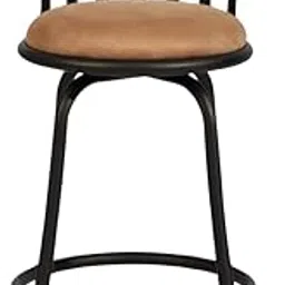 Nutech Decor Classic Barstools Country Style Velvet Bar Chairs with Back and Footrest Swivel Counter Height Bar Stools for Kitchen Island Pub, Bistro, Restaurant, Rustic Brown and Black (29 Inch)-image-19