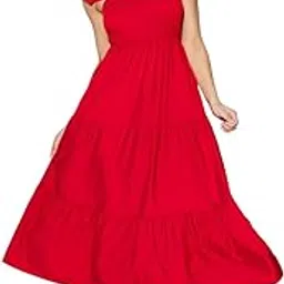 High Waist Women Ruffled Strap Dress Square Neck Smocked Maxi Party Dresses-picture-28