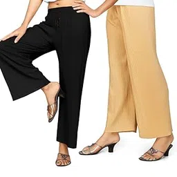 qkenshit Women's Regular Palazzo Premium Fabric Stretchable & Comfortable - 2 PCS Combo-picture-22