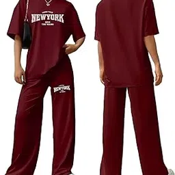my swag Women's New York Graphic Loungewear Set, Cotton Short Sleeve T-Shirt and Pants-picture-19