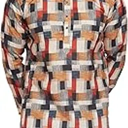 divisive Men's Linen Blend Digital Printed Slim Fit Only Kurta-picture-48