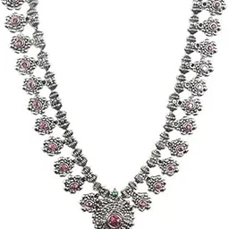 swami Maharashtrian Traditional Oxidised German Silver Kolhapuri Saaj Necklace for Womenand girls Necklace-picture-43