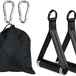 Exercise Handles Grip Attachments for Cable Machine Weight Lifting Pull Down Black image 1