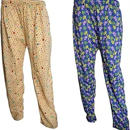 ladies n linen Women's Cotton Printed Lower/Track Pants/Pajama/Lounge Pants with Both Side Pockets Free Size Combo Pack of 2(Two)-picture-48