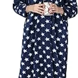 glossia Fashion Star Print Soft Warm Blanket Fabric Women Maxi Woolen Nighty/Night Gown(WNTY-D1-$)-picture-12