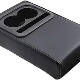 Center Console Arm-Rest Cover Pad with Cup Holder Phone Holder Middle Console Protector, Universal Fit for SUV's, Car Armrest Seat Box Cover, Leather Auto Armrest Cover (Black)-picture-15