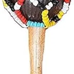 ENINE Handmade Wooden Maracas Indian Folk Musical Instrument with Beads and Handle-picture-29